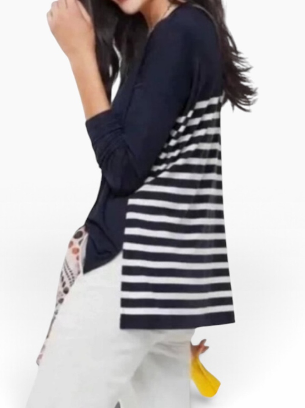 Cabi Striped Navy and White Long-Sleeve "Lighthouse" Tee #5742 M